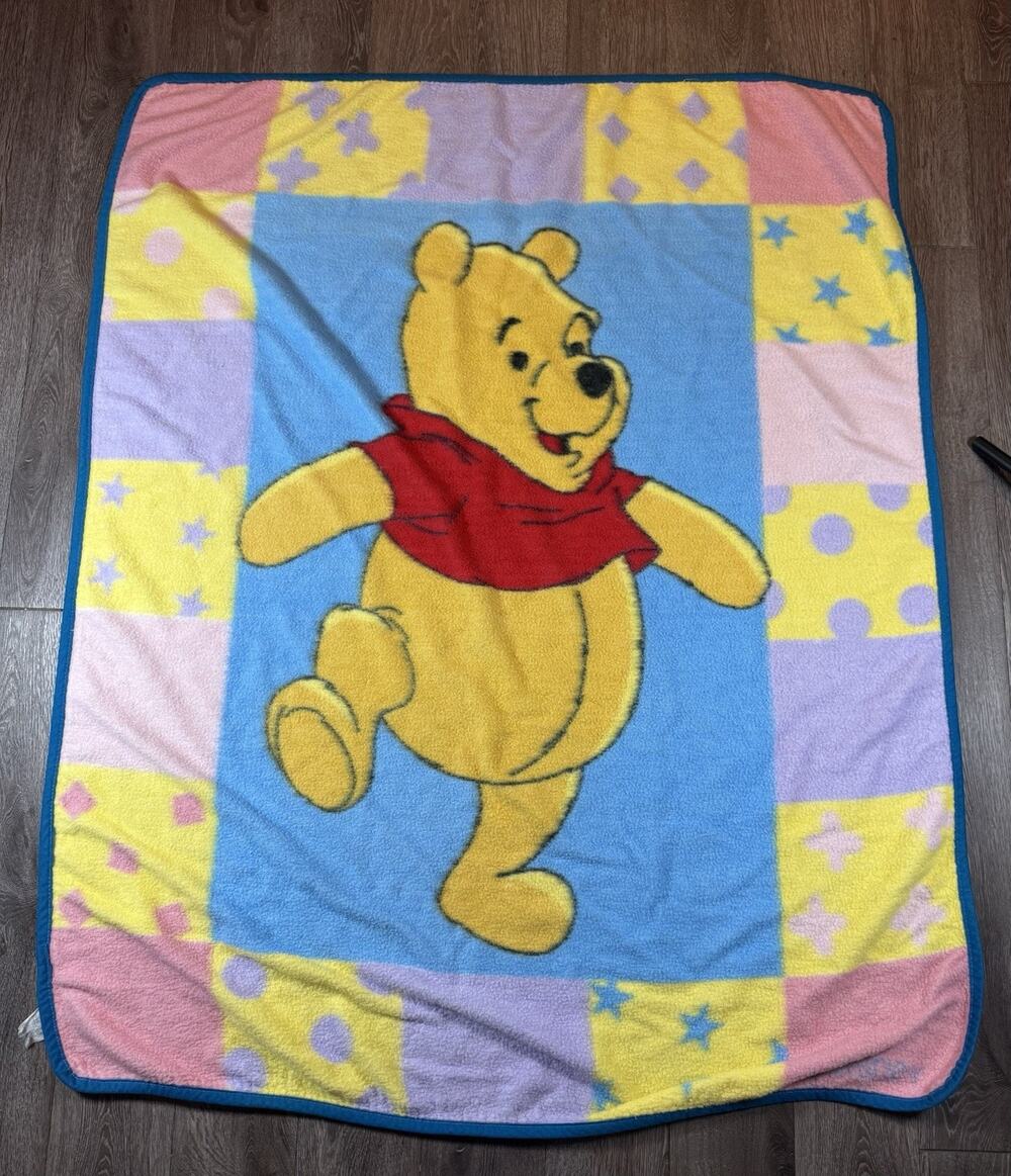 VTG Nemcor Disney Winnie the Pooh Pastel Acrylic Fleece Blanket 28" x 44" Child